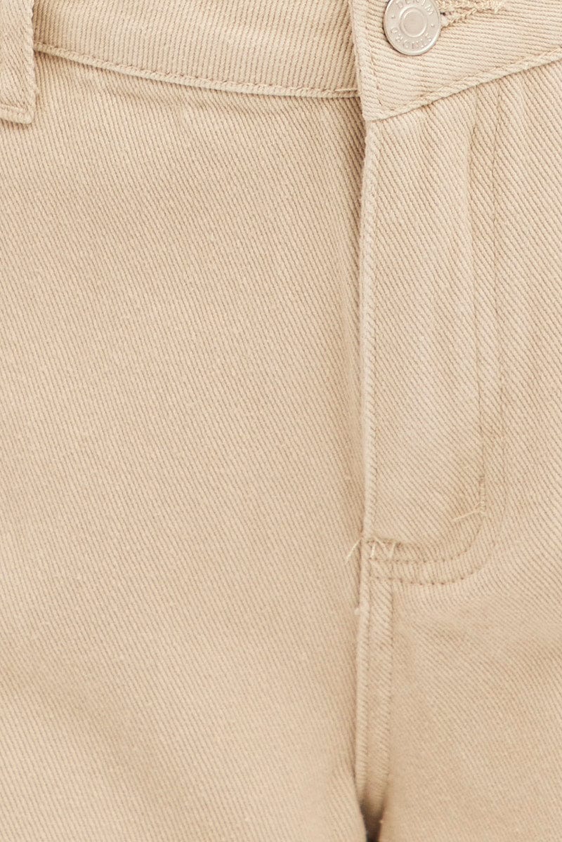 Beige Cargo Denim Jeans High Rise - Image 6