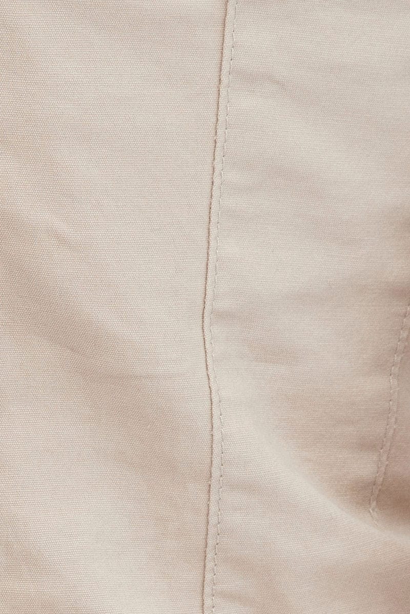 Beige Cargo Top Sleeveless Square Neck Longline Utility - Image 6