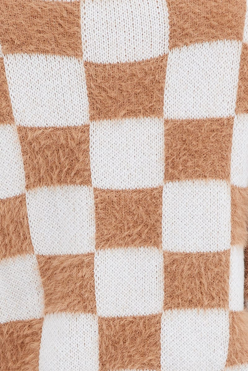 Beige Check Oversized Cardigan - Image 6