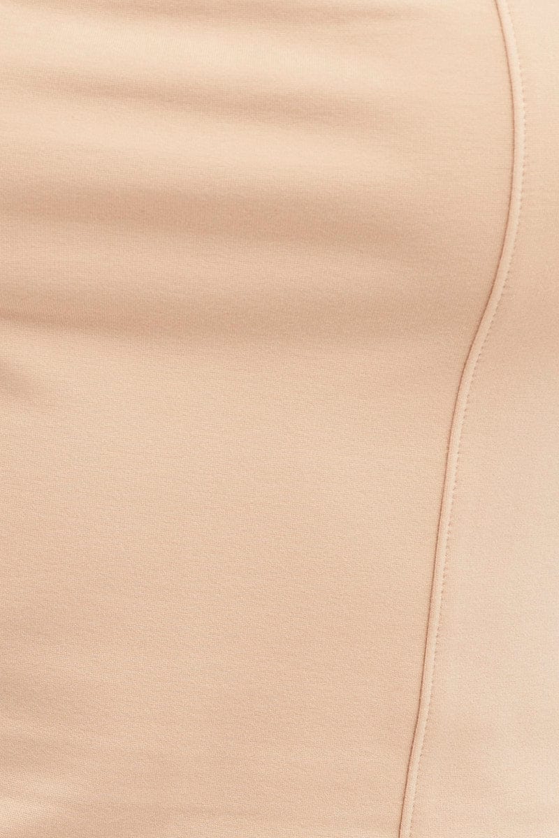 Beige Corset Tank Sleeveless Square Neck Crop Curved Hem - Image 6
