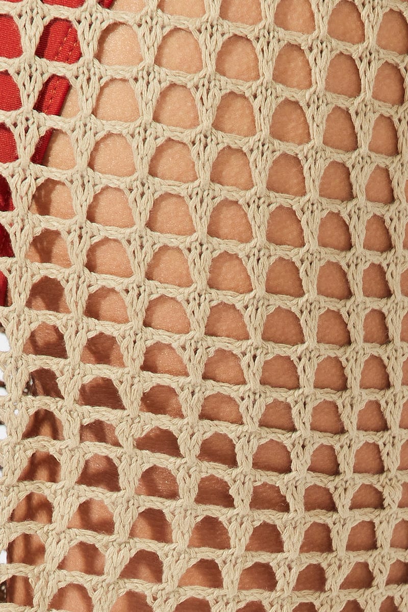 Beige Crochet Beach Mini Skirt - Image 6