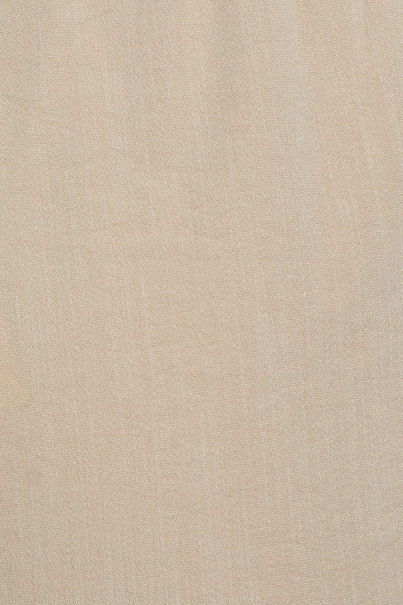 Beige Elastic Waist Textured Tie Short - Image 6