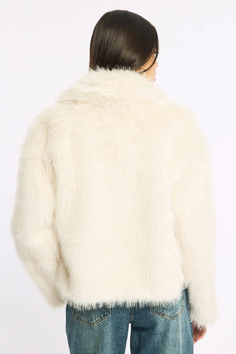 Beige Faux Fur Jacket - Image 5