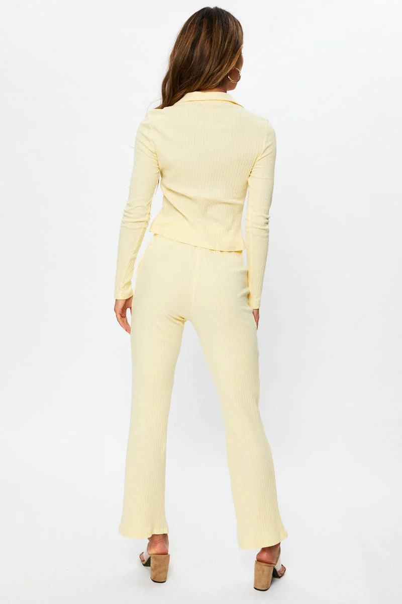 Beige Flare Pants High Rise - Image 4