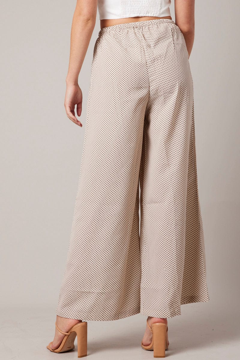Beige Geo Wide Leg Pants High Rise - Image 5