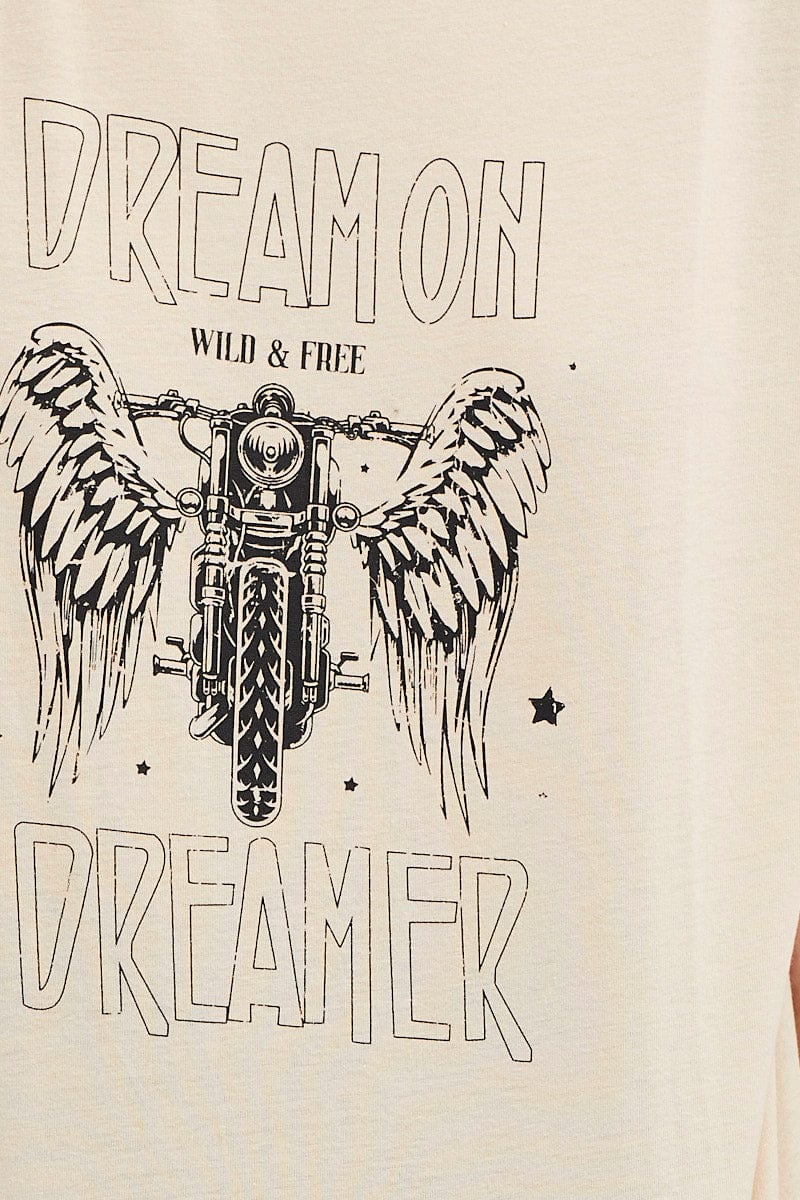 Beige Graphic T Shirt Short Sleeve - Image 6
