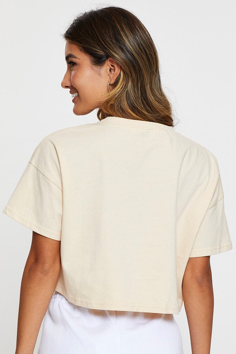 Beige Graphic T-Shirt Short Sleeve - Image 5