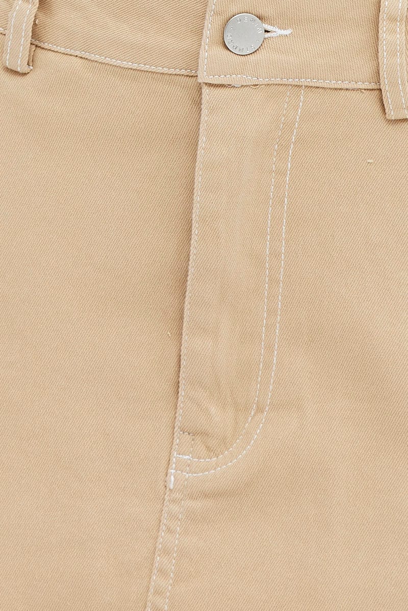 Beige Mirco Mini Skirt Mid-Rise A-Line Cargo - Image 6