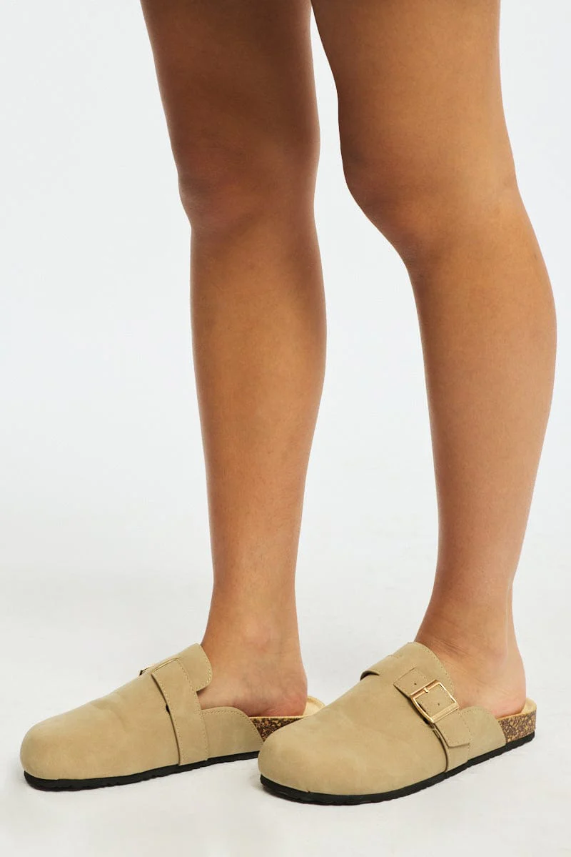 Beige Mule Clogs