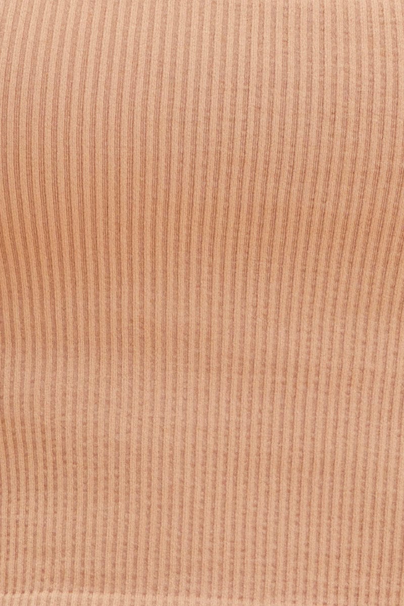 Beige Seamless Singlet Top Scoop Neck Rib Crop - Image 6