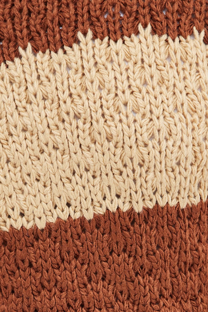 Beige Stripe Oversized Crop Cardigan - Image 6
