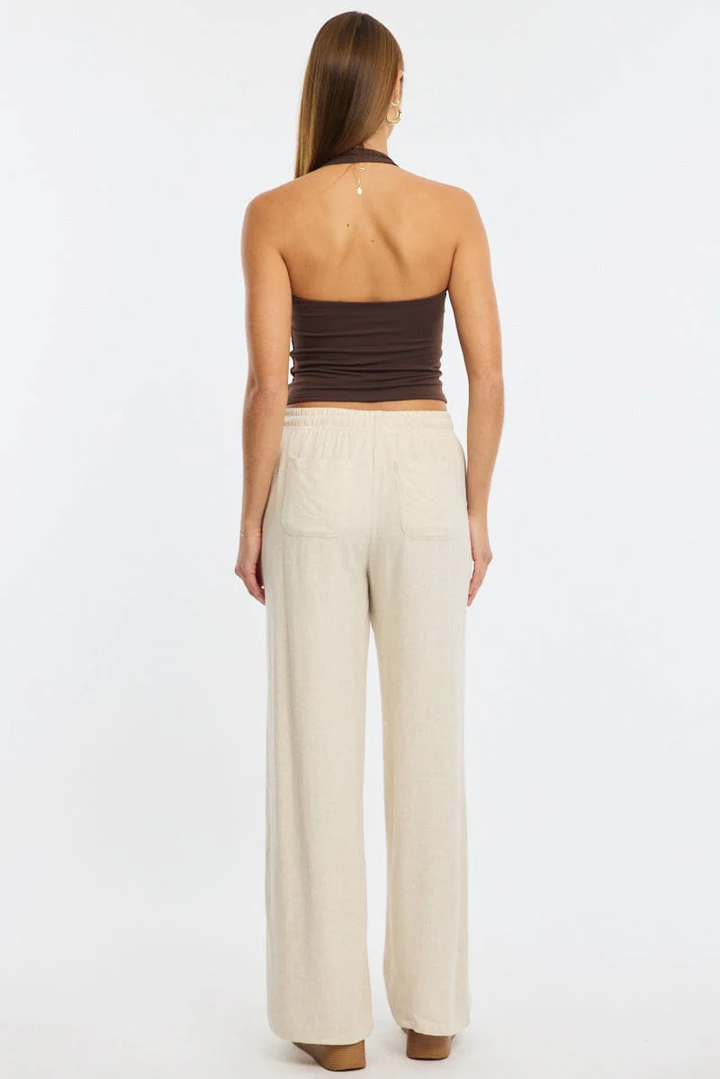 Beige Wide Leg Pants - Image 5