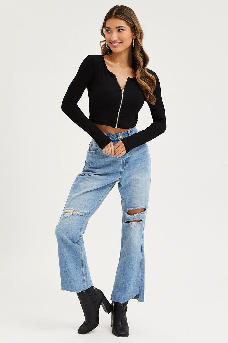 Black Basic Top Ribbed - Image 2