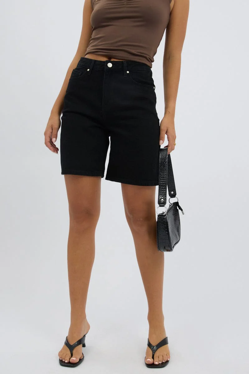 Black Bermuda Jorts Mid Rise - Image 2