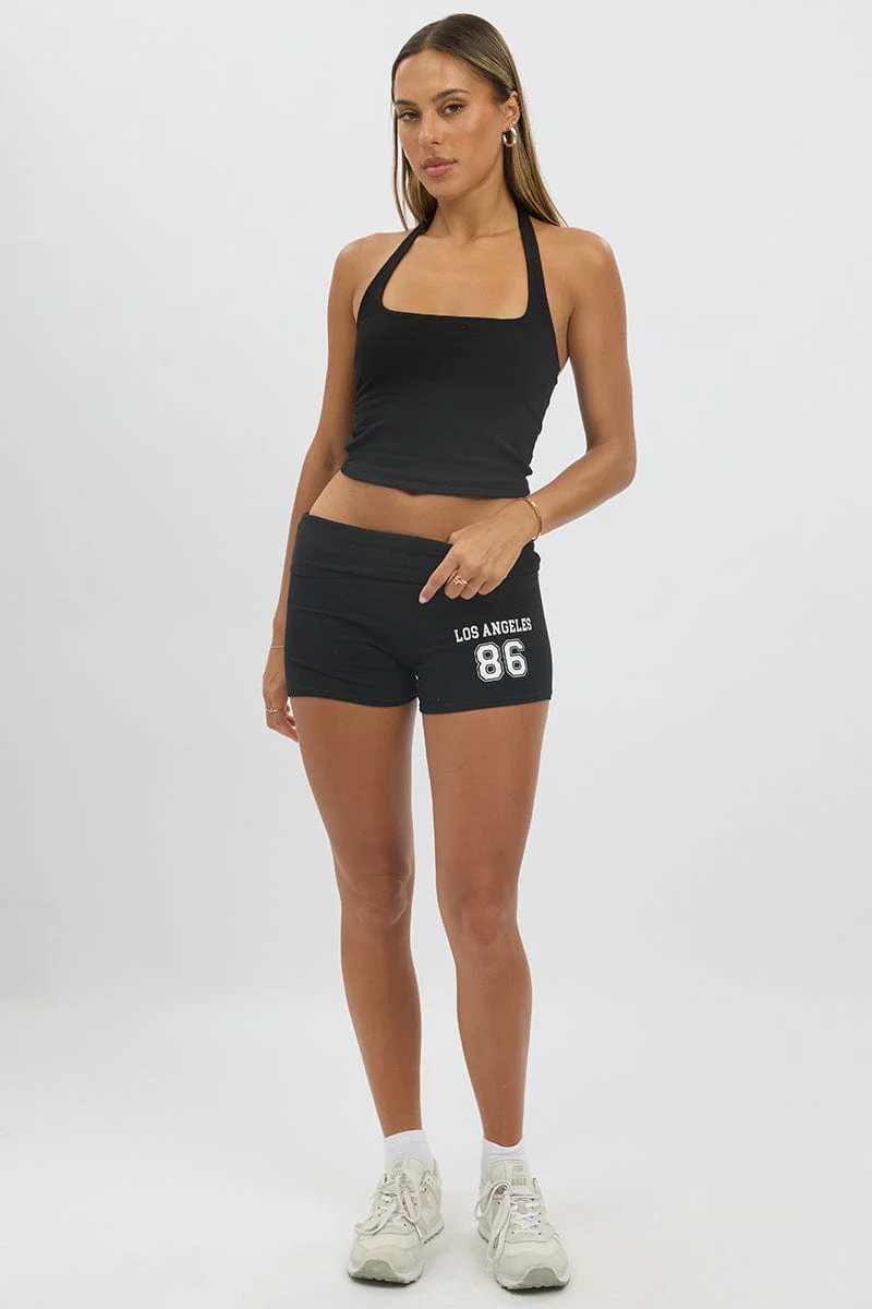 Black Biker Shorts Folded Waist - Image 2