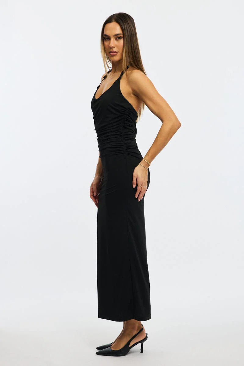 Black Bodycon Dress Halter Neck - Image 3