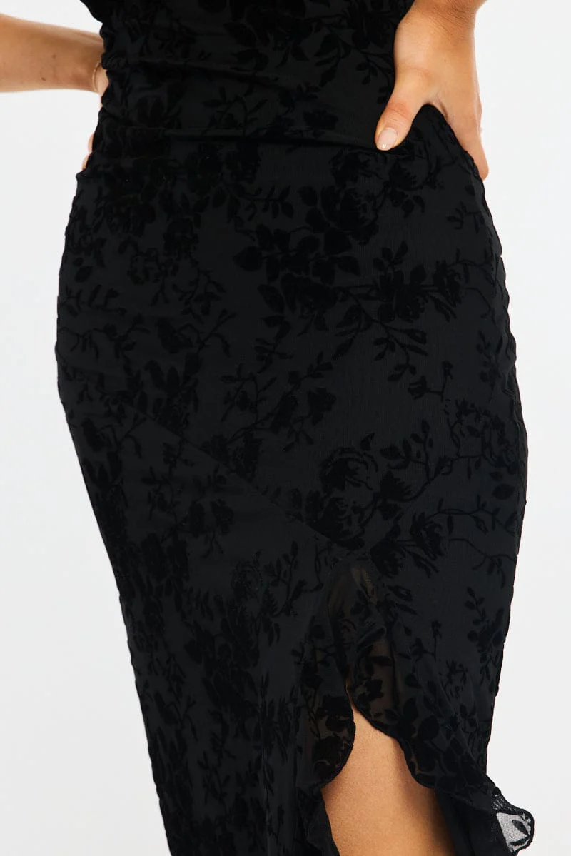 Black Bodycon Dress Strapless Burnout - Image 5