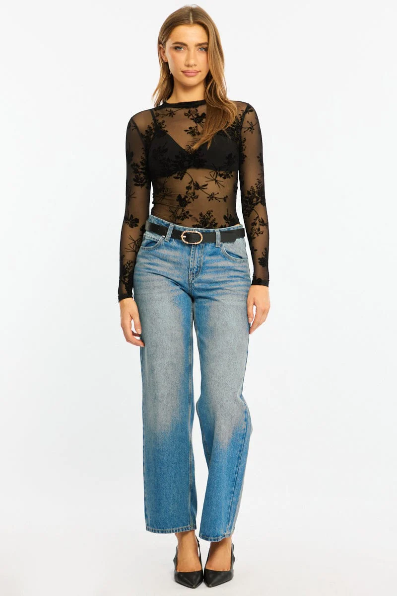Black Bodysuit Long Sleeve - Image 2