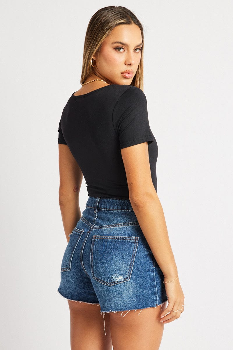 Black Bodysuit Short Sleeve Supersoft - Image 4