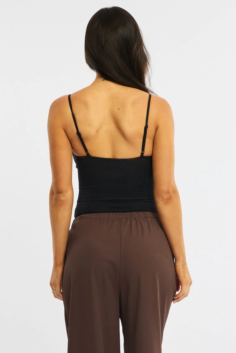Black Bodysuit Singlet V-neck Supersoft - Image 5