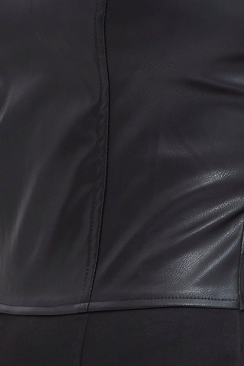 Black Bodysuit Sleeveless Sweetheart Faux Leather - Image 6