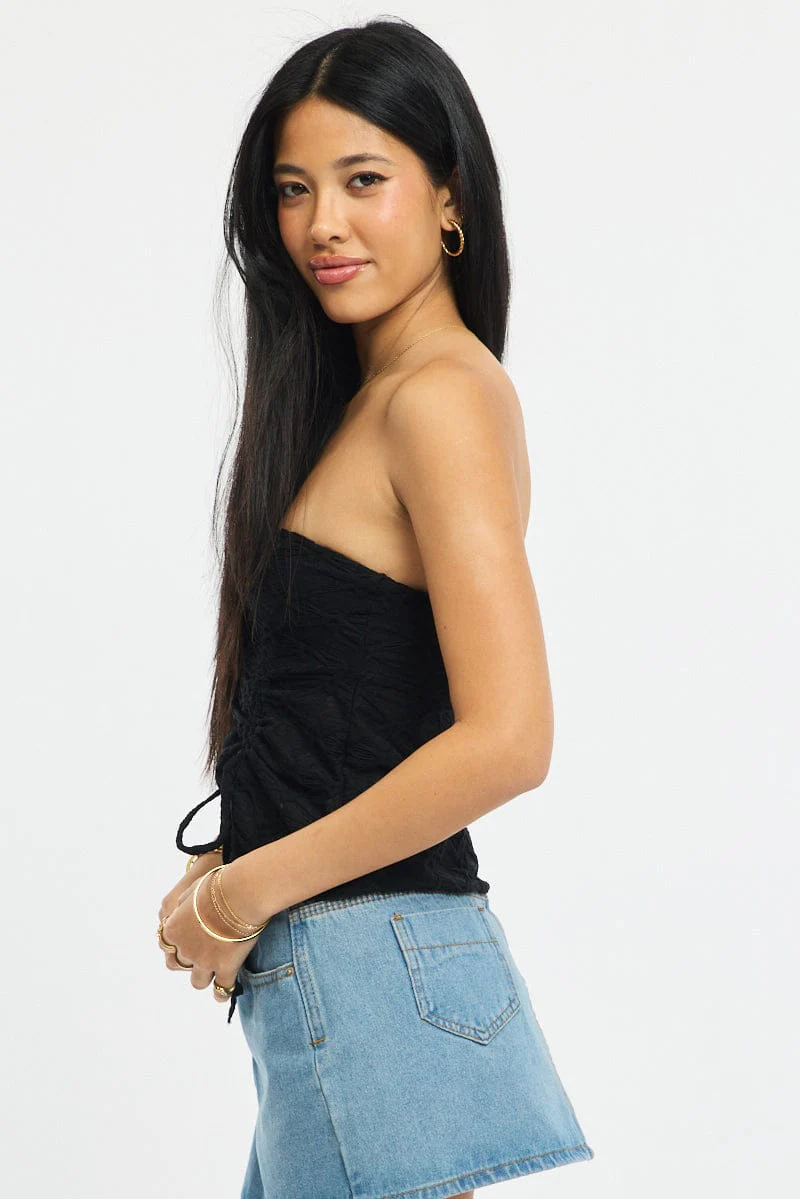 Black Boob Tube Top Textured - Image 3