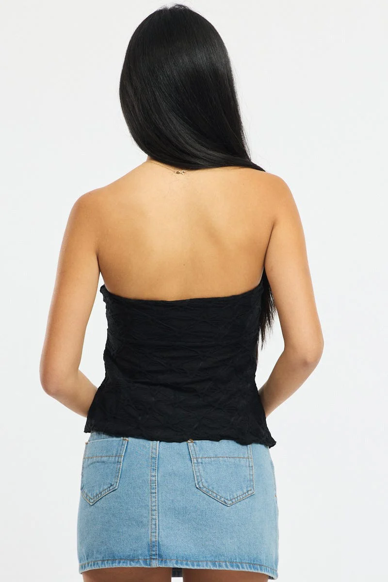 Black Boob Tube Top Textured - Image 4