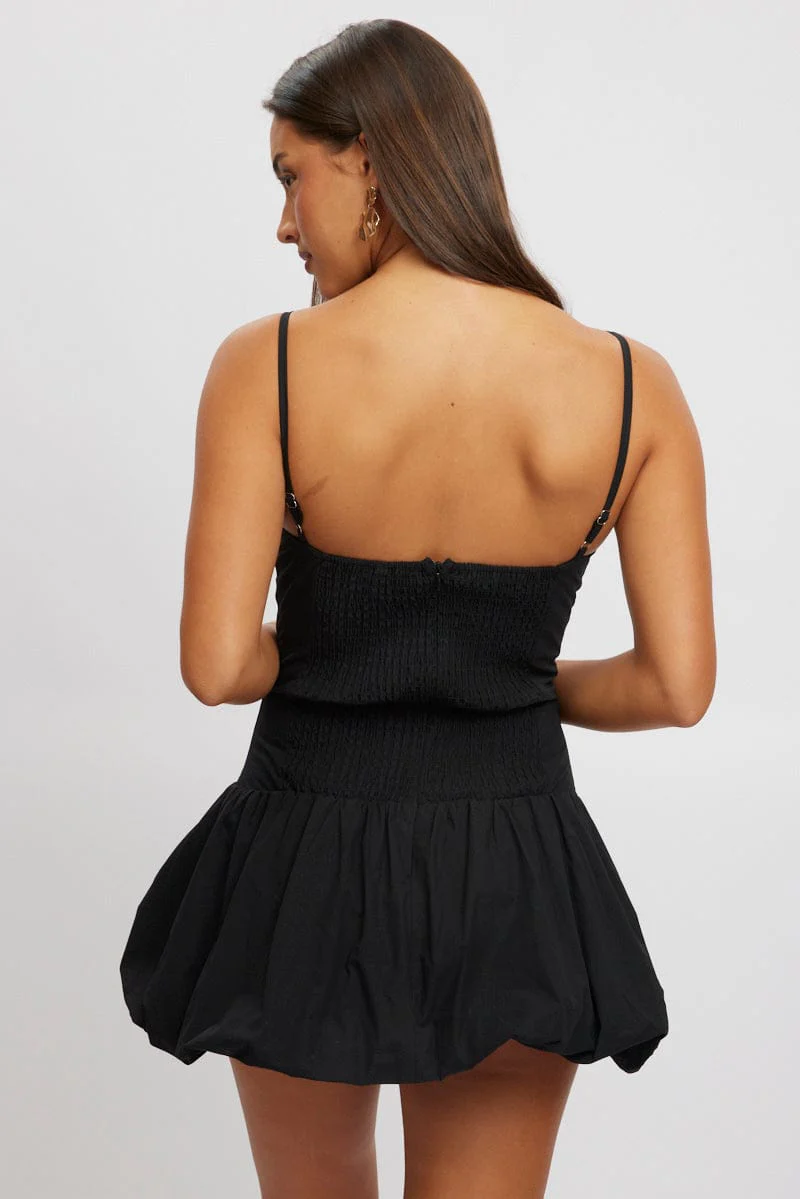 Black Bubble Dress Mini Strappy - Image 5