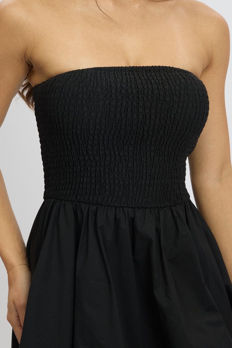 Black Bubble Mini Dress Strapless - Image 6