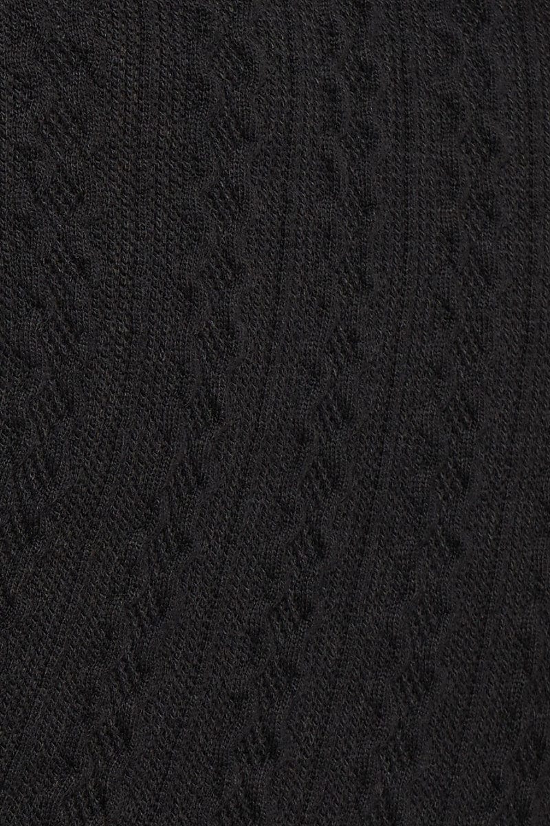Black Button Front Polo Top - Image 6