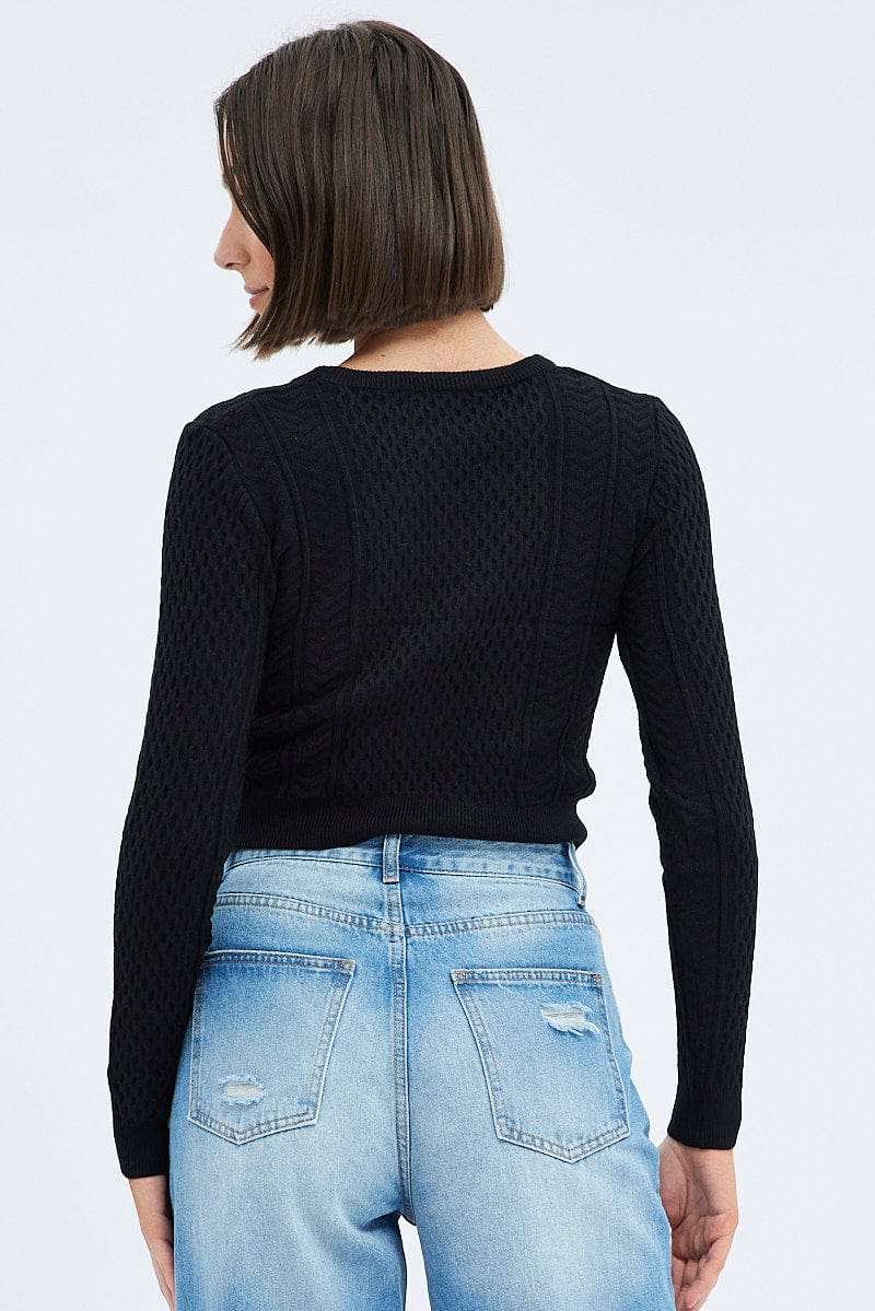 Black Cable Knit Shrug And Singlet Top Long Sleeve - Image 5