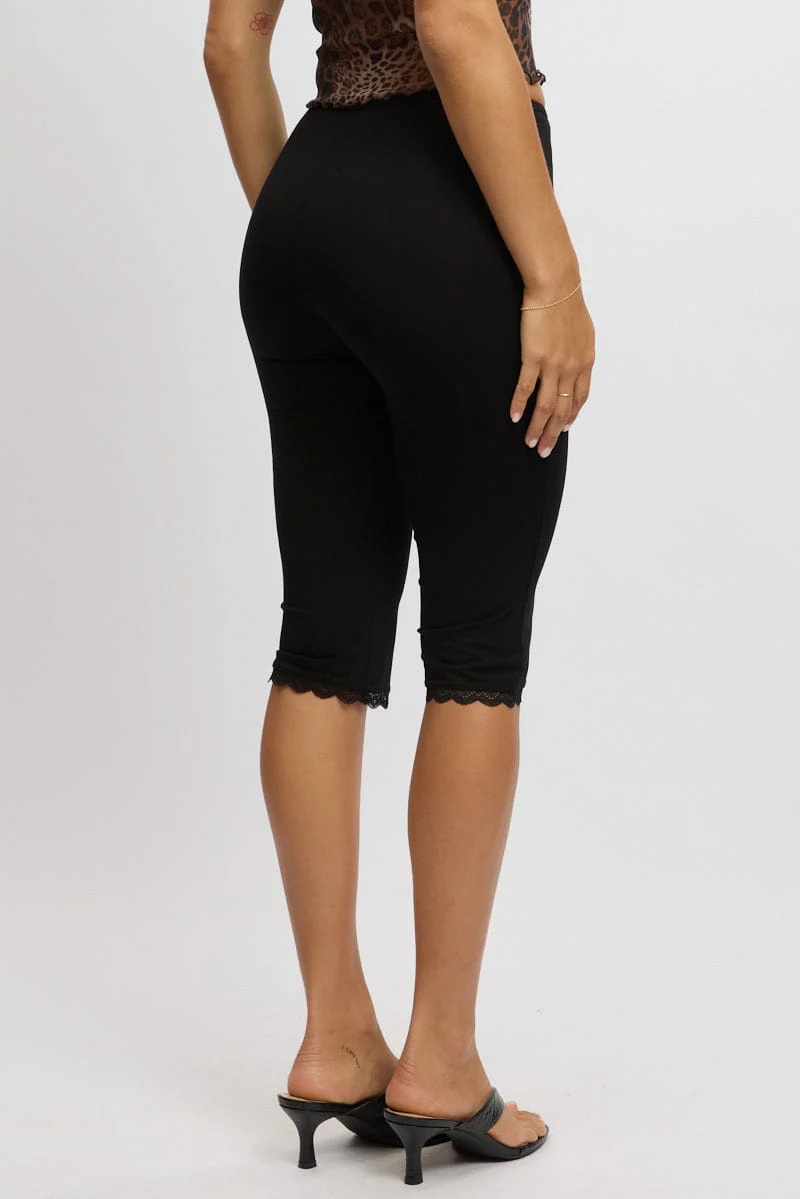 Black Capri Pants Lace Trim - Image 5
