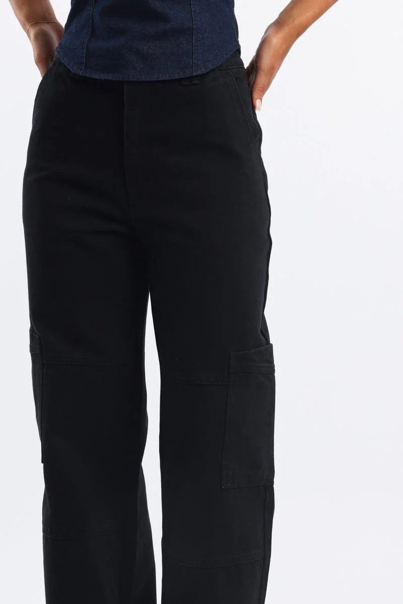 Black Cargo Denim Jeans Mid Rise - Image 5