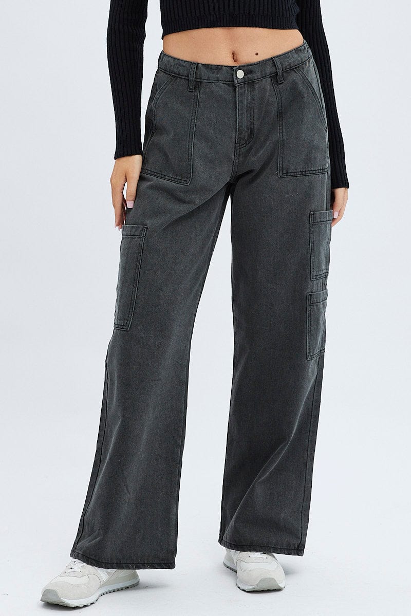 Black Cargo Jean Mid Rise - Image 2