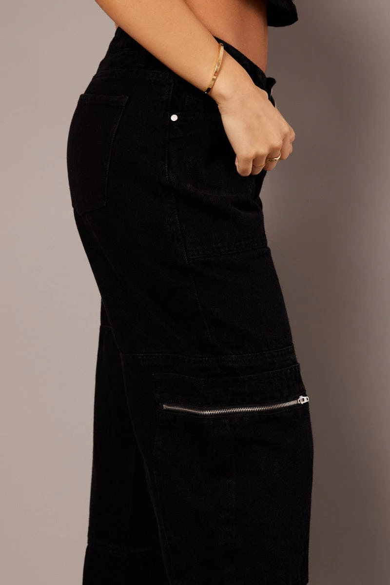 Black Cargo Jean Mid Rise - Image 6