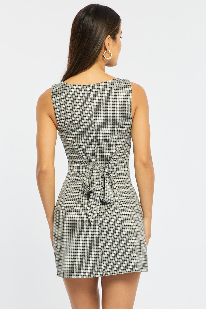 Black Check Bodycon Dress Mini Check - Image 6