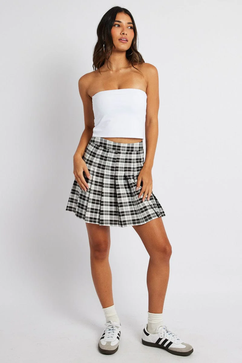 Black Check Tennis Skirt Pleated Mini - Image 3