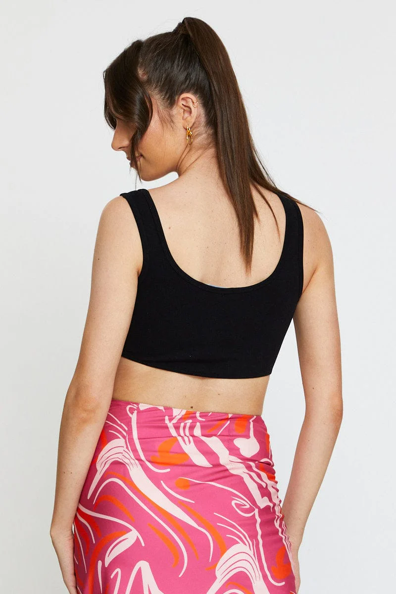 Black Crop Tank Top Sleeveless Round Neck Seamless - Image 5