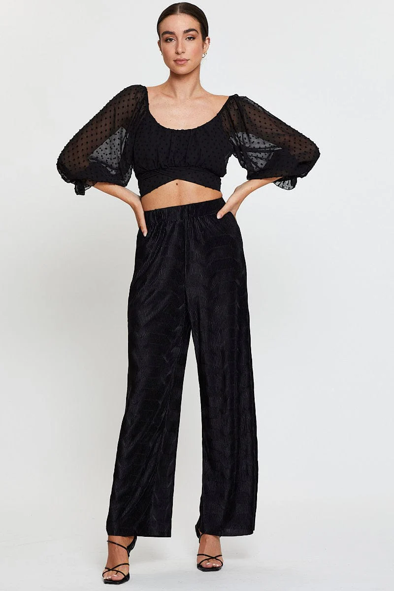 Black Crop Top Long Sleeve - Image 3