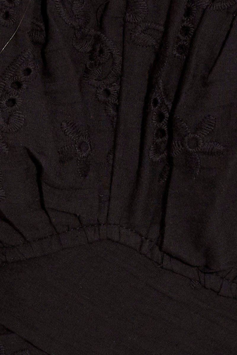 Black Crop Top Short Sleeve Tie Back Eyelet - Image 6