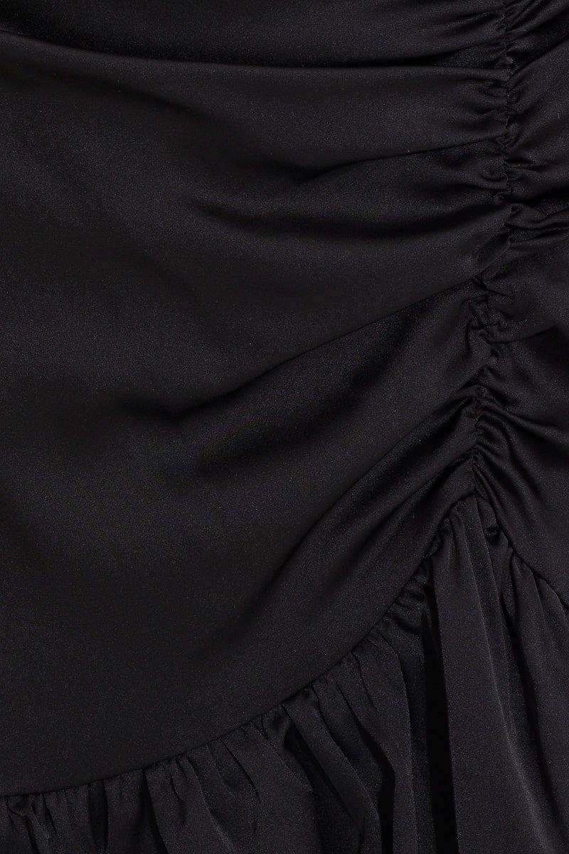 Black Designer Asymmetric Frill Detail Mini Skirt - Image 6