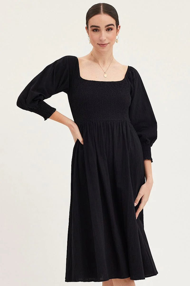 Black Dress Long Sleeve Maxi - Image 2