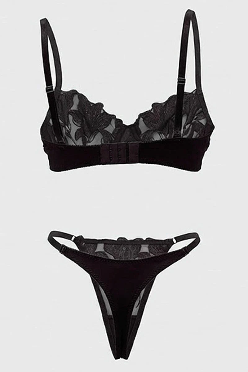 Black Embroidery Lingerie Set - Image 2