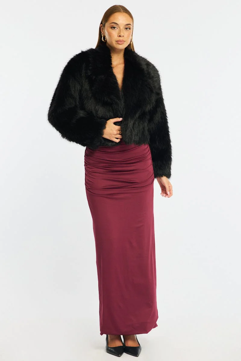 Black Faux Fur Jacket - Image 3
