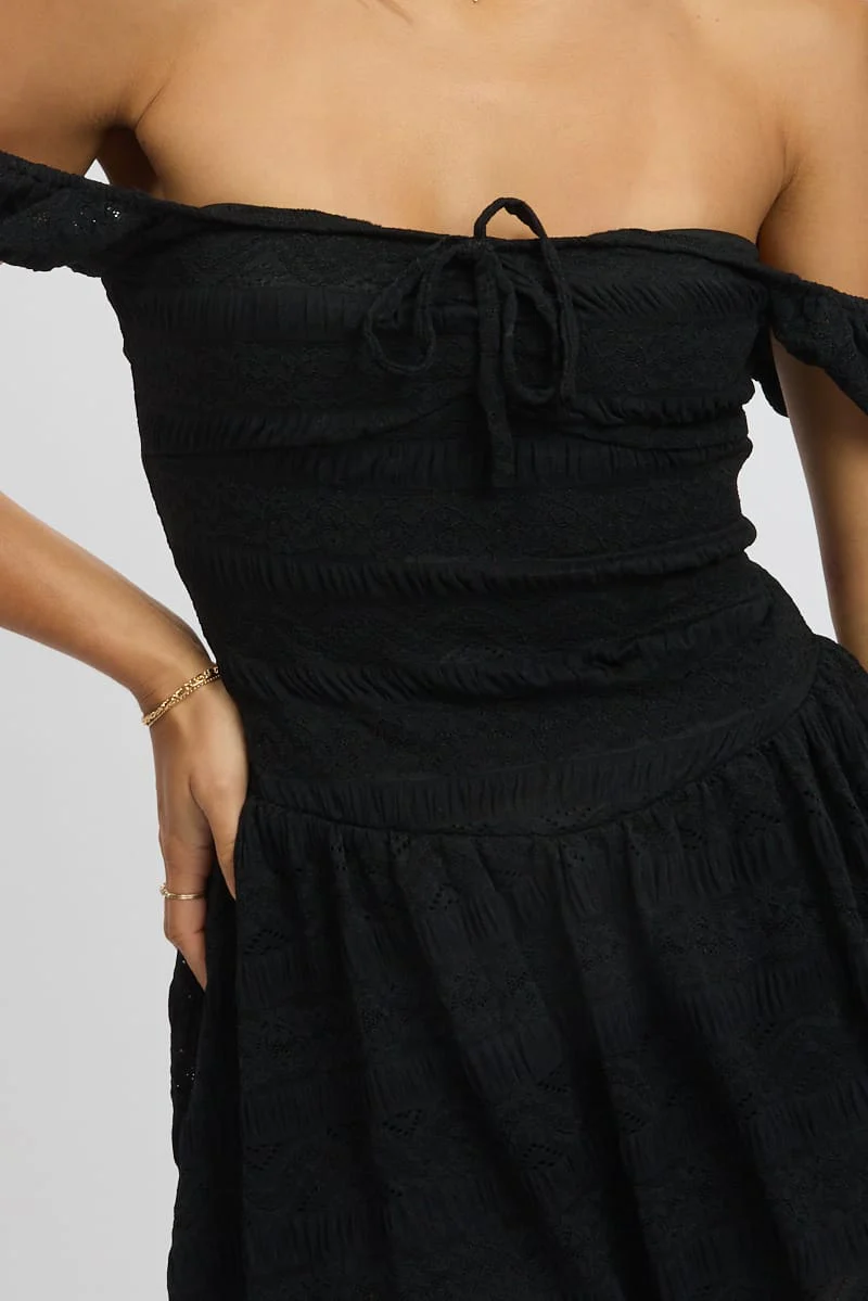 Black Fit And Flare Dress Drop Waist Mini - Image 5