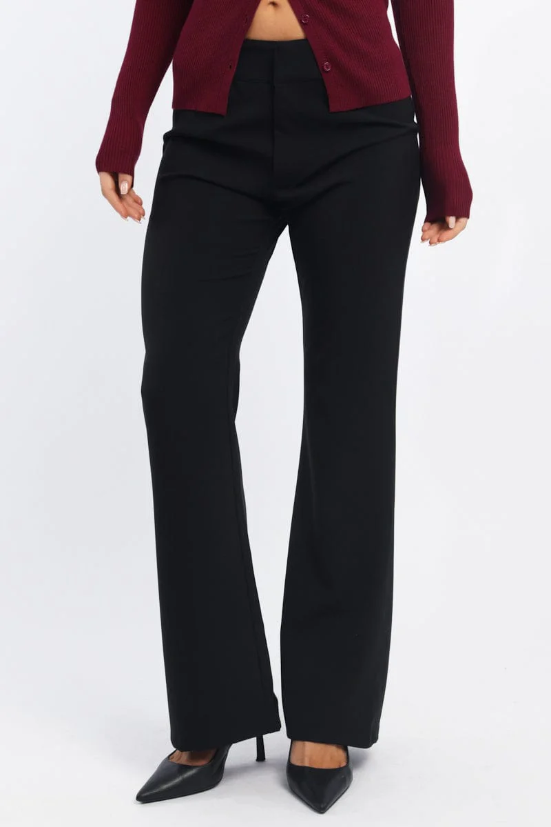 Black Flare Leg Pants - Image 3