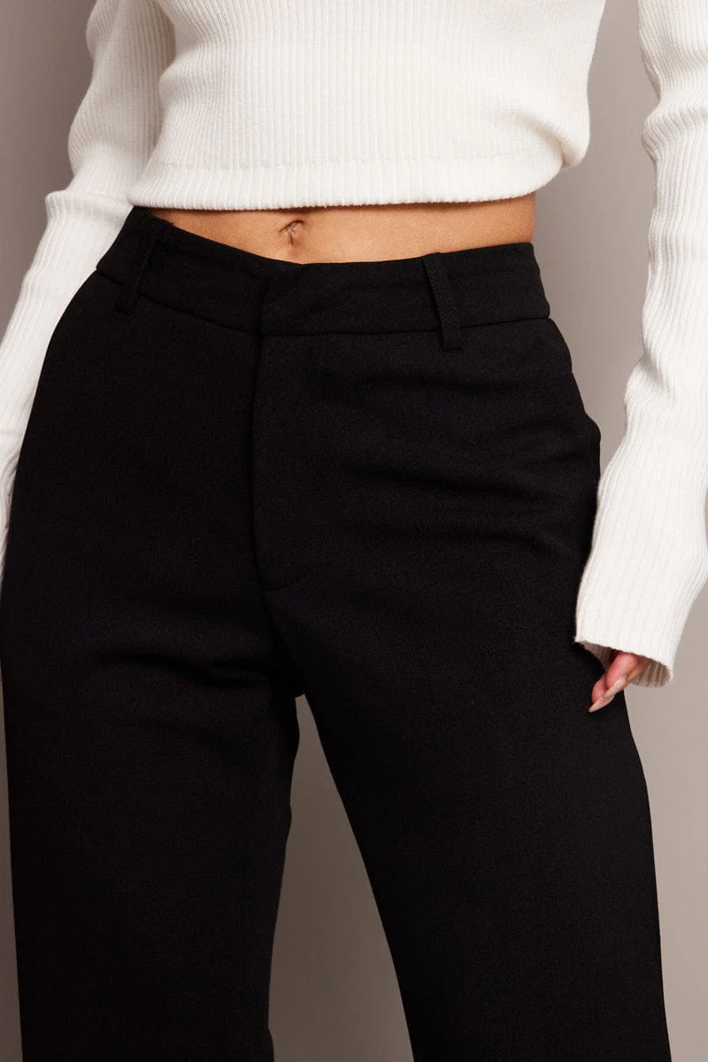 Black Flare Leg Pants Mid Rise - Image 6