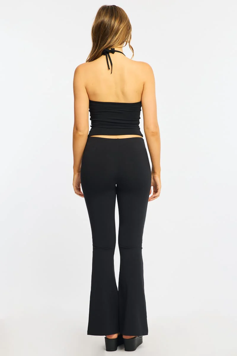 Black Flare Leg Pants Stud Waist - Image 6