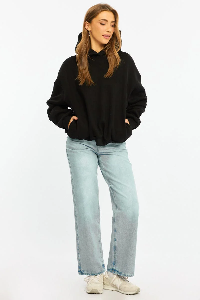 Black Graphic Hoodie Sweater Long Sleeve - Image 2