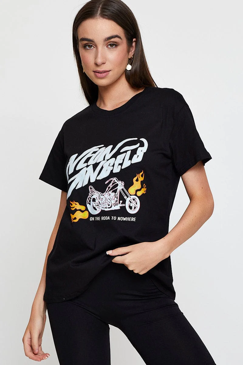 Black Graphic T-Shirt Short Sleeve